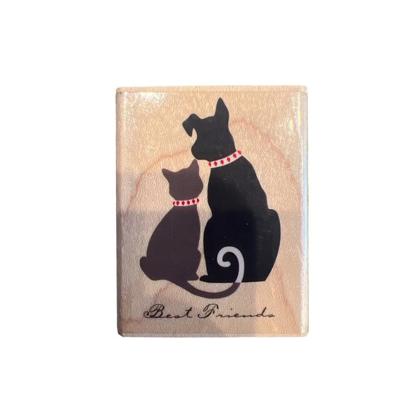 Best Friends Dog & Cat Rubber‎ Wooden Stamp By Delta 2004, Animal Lovers, Crafts - Picture 1 of 6